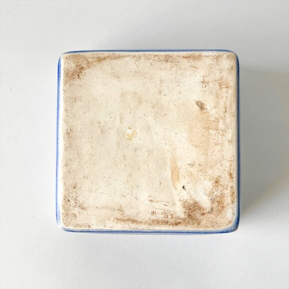 Embossed Floral Crackle Glaze Square Planter Pastel Blue Flower Pot 6" - Picture 4 of 5